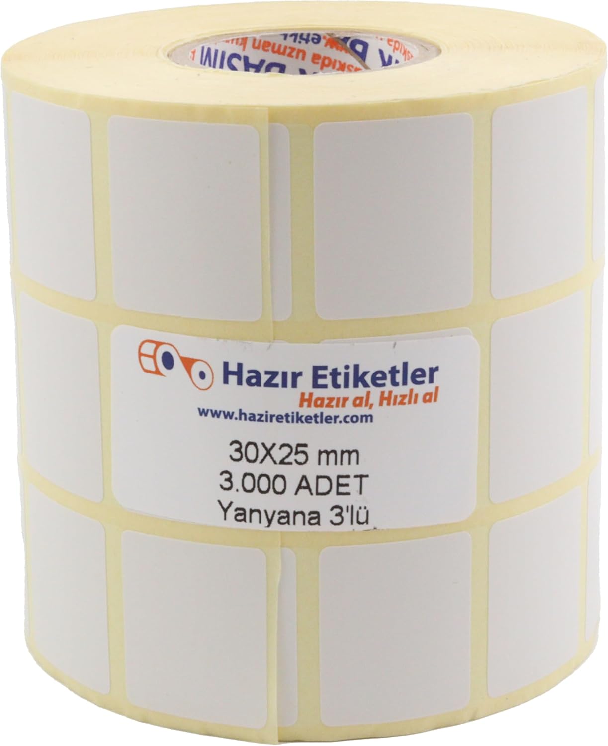 Eko Termal Etiket, 30mm x 25mm 3000 Adetli 3lü Yan Yana Sarılmış Rulolar 40mm Kuka Çapında Direk Termal Transfer Etiketi