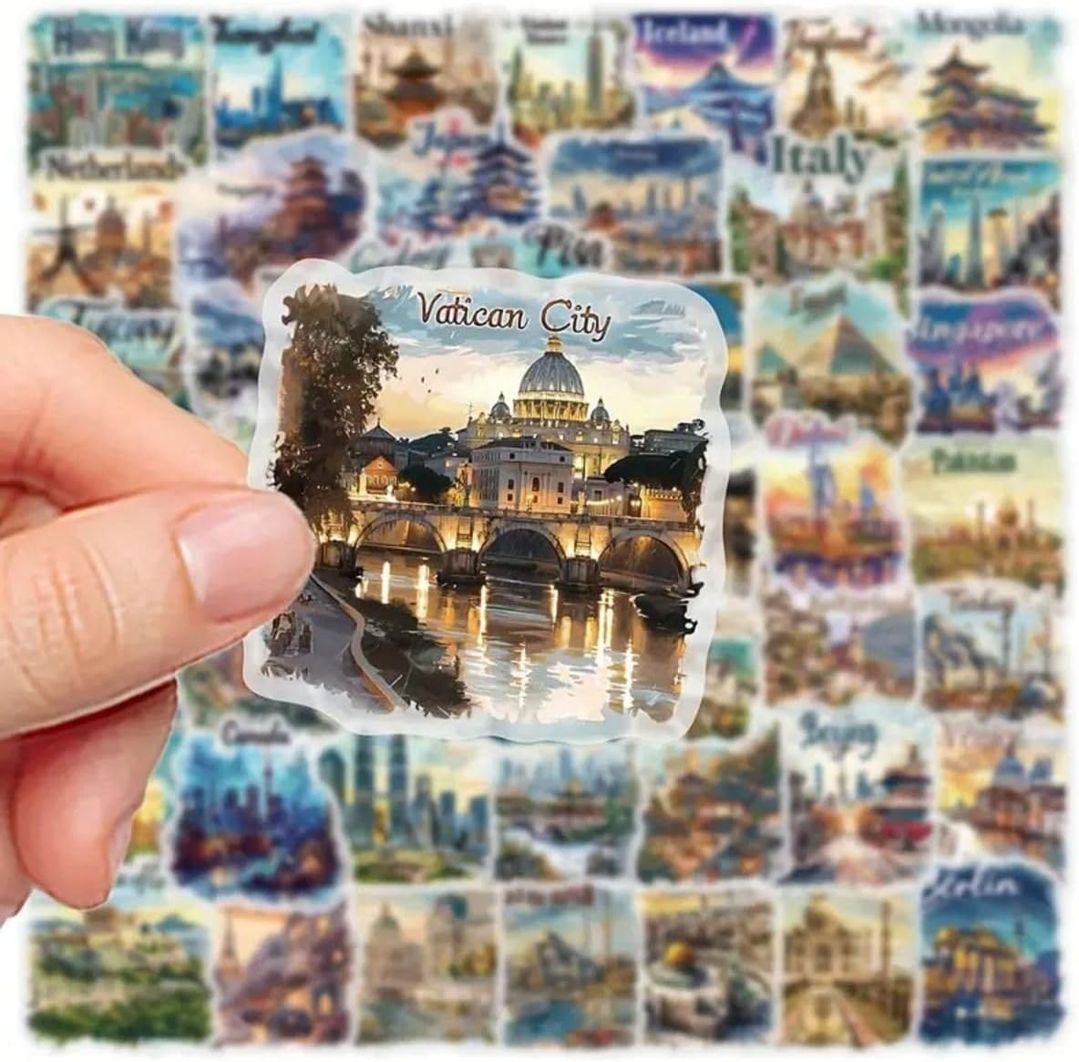 50'Li Travel Postcard Stickers, Sticker Seti Laptop Notebook Tablet Sticker Seti