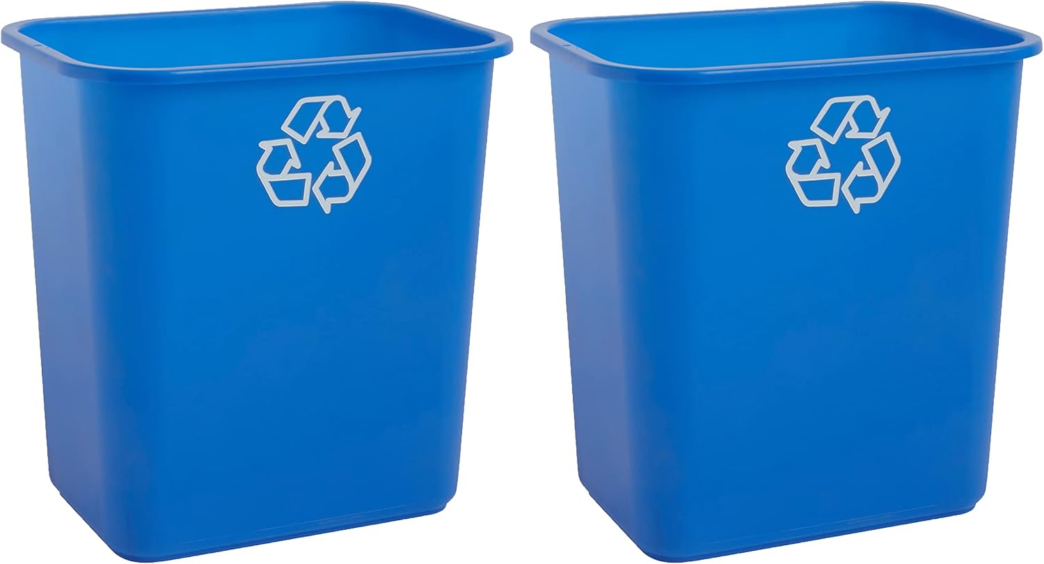 7 Galon / 28 Quart Yer Tasarruflu Geri Dönüşüm Kutusu, Masa Altına ve Küçük, Ticari, Mutfak, Ev Ofis ve Yatakhanede Dar Alanlar, Temizlemesi Kolay, 2'li Paket, Geri Dönüşüm Mavisi