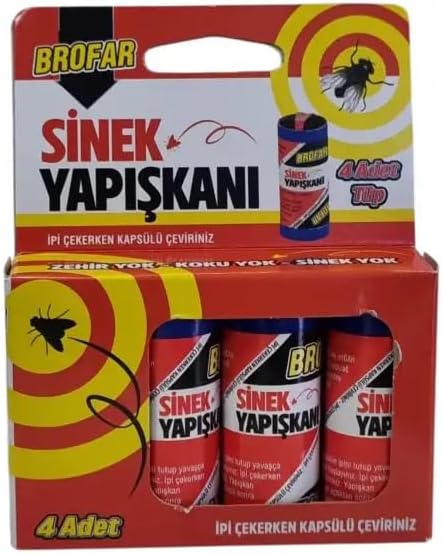 Yapışkanlı Sinek Yakalama Şeridi 4'lü Paket | Zehirsiz, Kokusuz Şerit Sinek Kağıdı, Ev, Balkon, Ahır ve Sera Uyumlu Rulo Karasinek ve Böcek Tuzağı