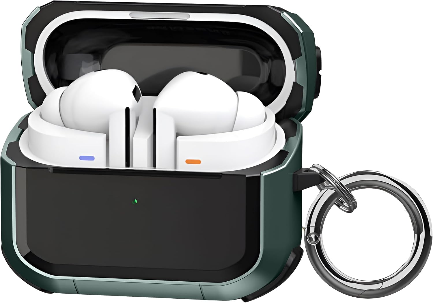Samsung Galaxy Buds 3 Pro, Buds 3 ve Buds 3 FE ile Uyumlu Darbelere Karşı Ultra Güçlü Çift Renkli Sert Kenarlı Mat Silikon Kılıf (Yeşil, Galaxy Buds 3 Pro/3/3 FE)