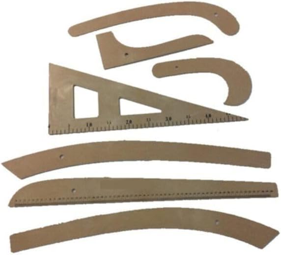 İşkur Makina Işkur Makine Plastik 7 Parça Terzi Modelist Tekstil Cetvel Riga Gönye Takımı, 458646841685