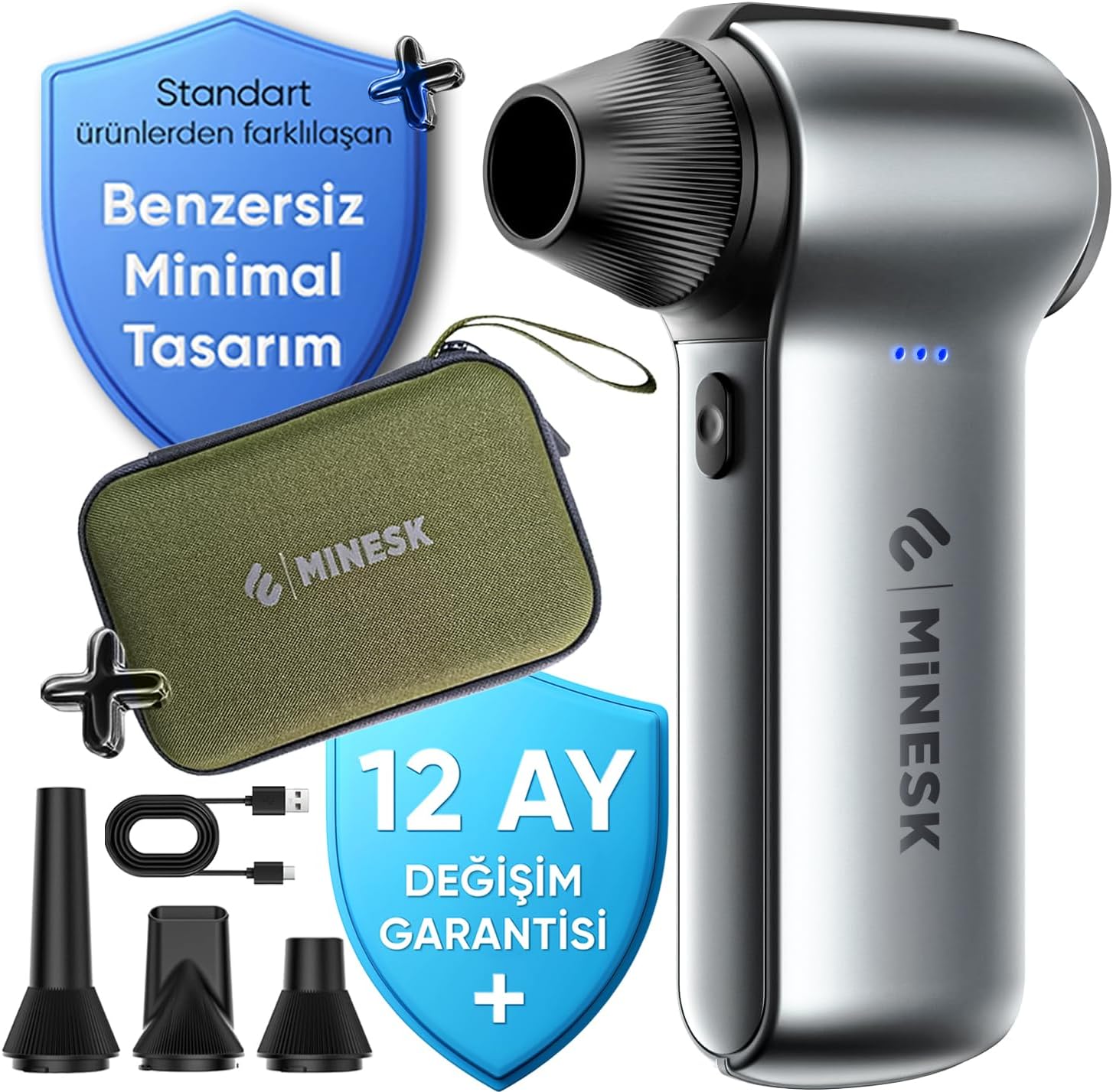 G150 Turbo Jet Fan Hava Üfleyici - 【Turbo Modda 150 Gram Hava Basıncı】- Çok Amaçlı Kullanım (Klavye, Ev, Araba Temizliği, Toz Üfleme,) - Taşıma Çantalı ve Ekstra Nozullu