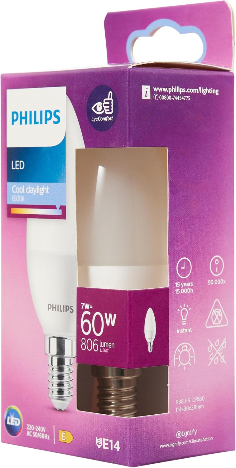 LED 60W B38 E14 Mum Tipi Beyaz Işık Dim Edilmez Ampul