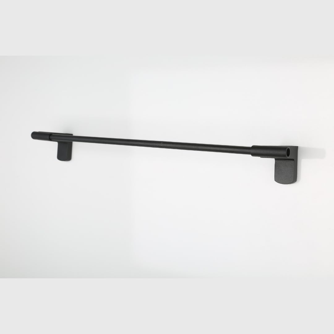 F1 Model Uzun Havluluk 40 cm - Pütürlü Mat Siyah Paslanmaz Çelik Duvara Monte Banyo Havlu Askısı (5 Yıl Garantili)