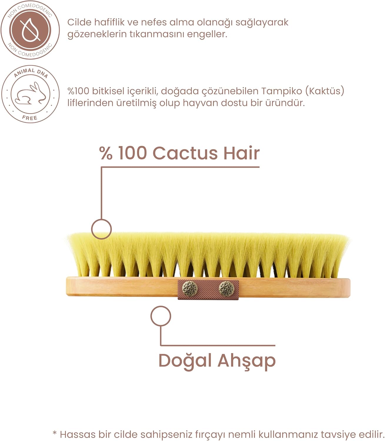 %100 Kaktüs Kılı Pürüsüzleştirici Vücut Fırçası