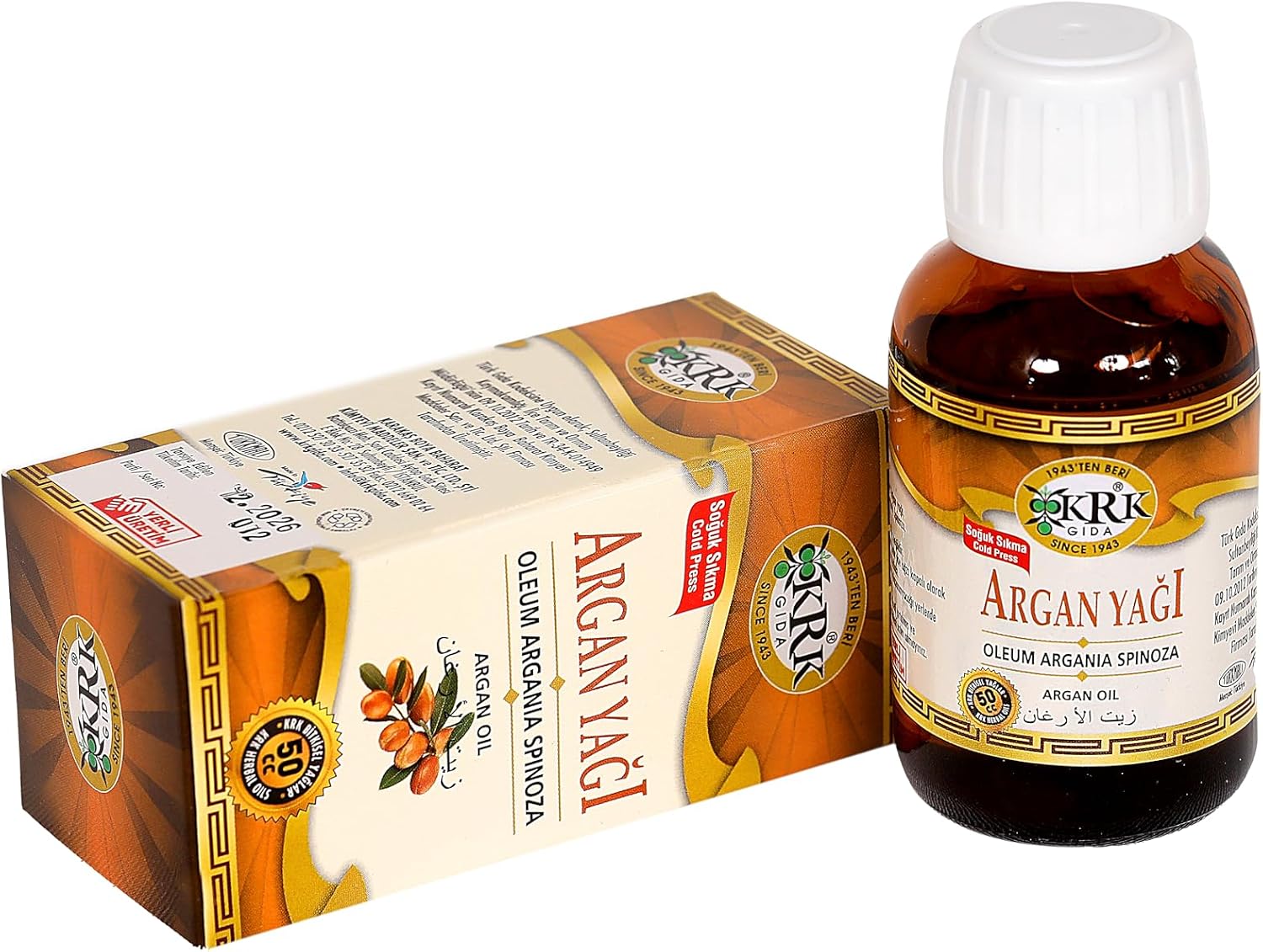 Doğal Argan Yağı (50 ml), Soğuk Sıkma, KRK Gıda, Argan Oil, Oleum Argania Spinoza, Cold Press