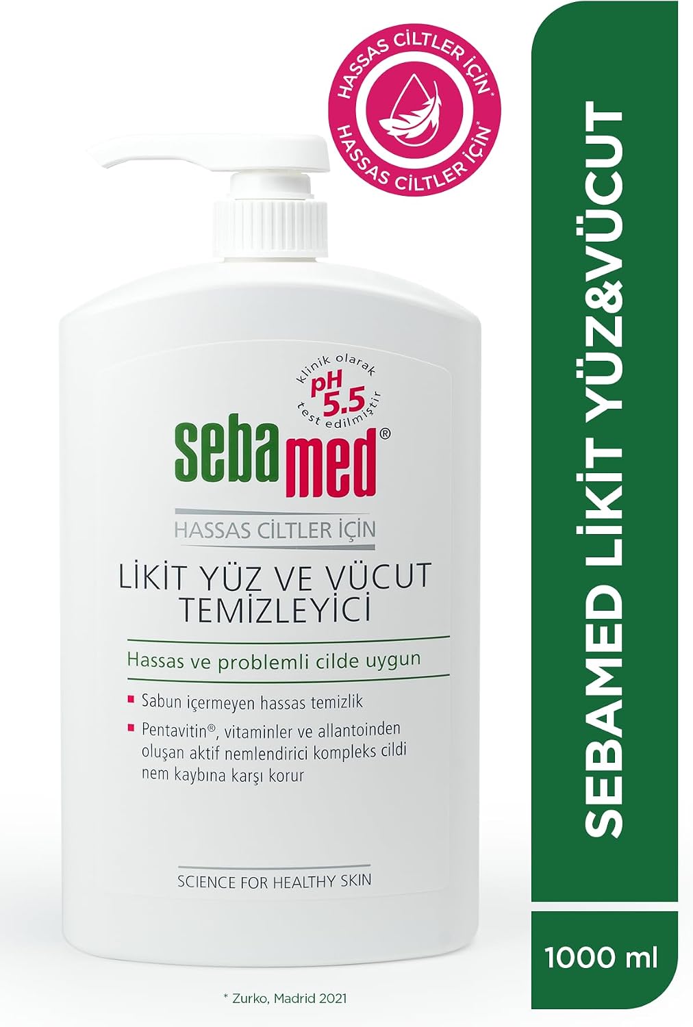 Hassas Ciltler İçin Pentavitin İçerikli Nemlendirici Etkili Yüz ve Vücut Temizleme Jeli 1000 ml