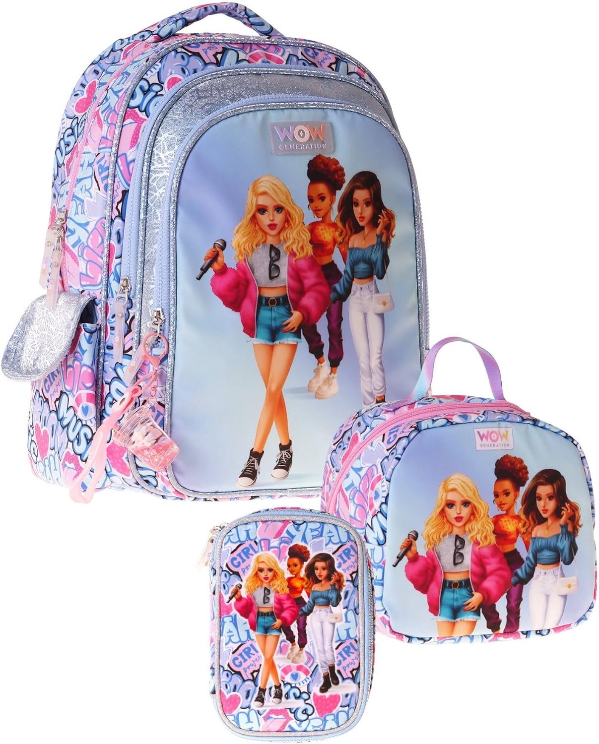 Üçlü İlkokul Okul Çanta Seti - Lila - Music Desenli - Kız Çocuk - SETWG-W6044A