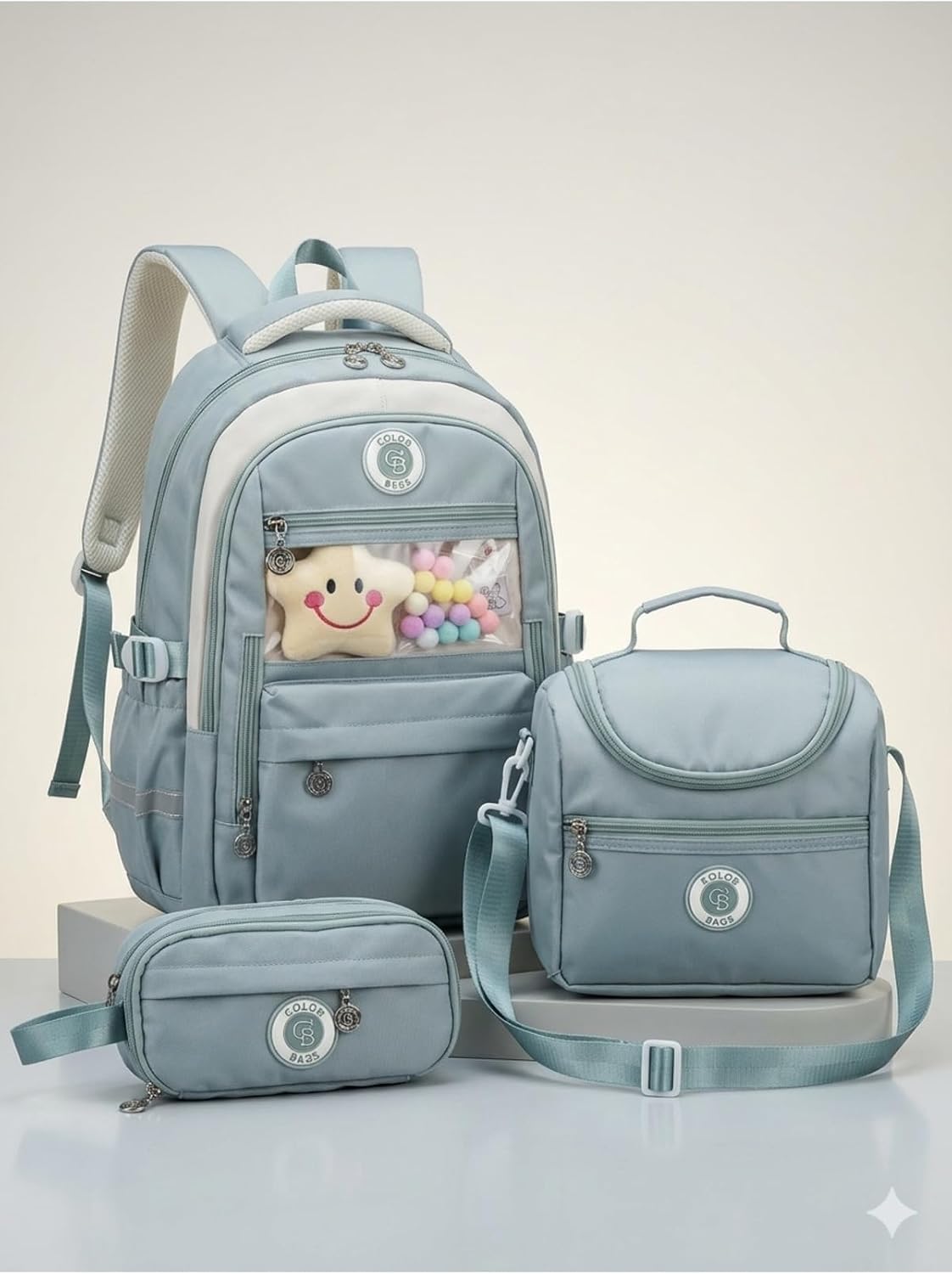 Pastel Rüyalar Çocuklar İçin Ortopedik 3'lü Okul Çanta Seti Mavi Unisex