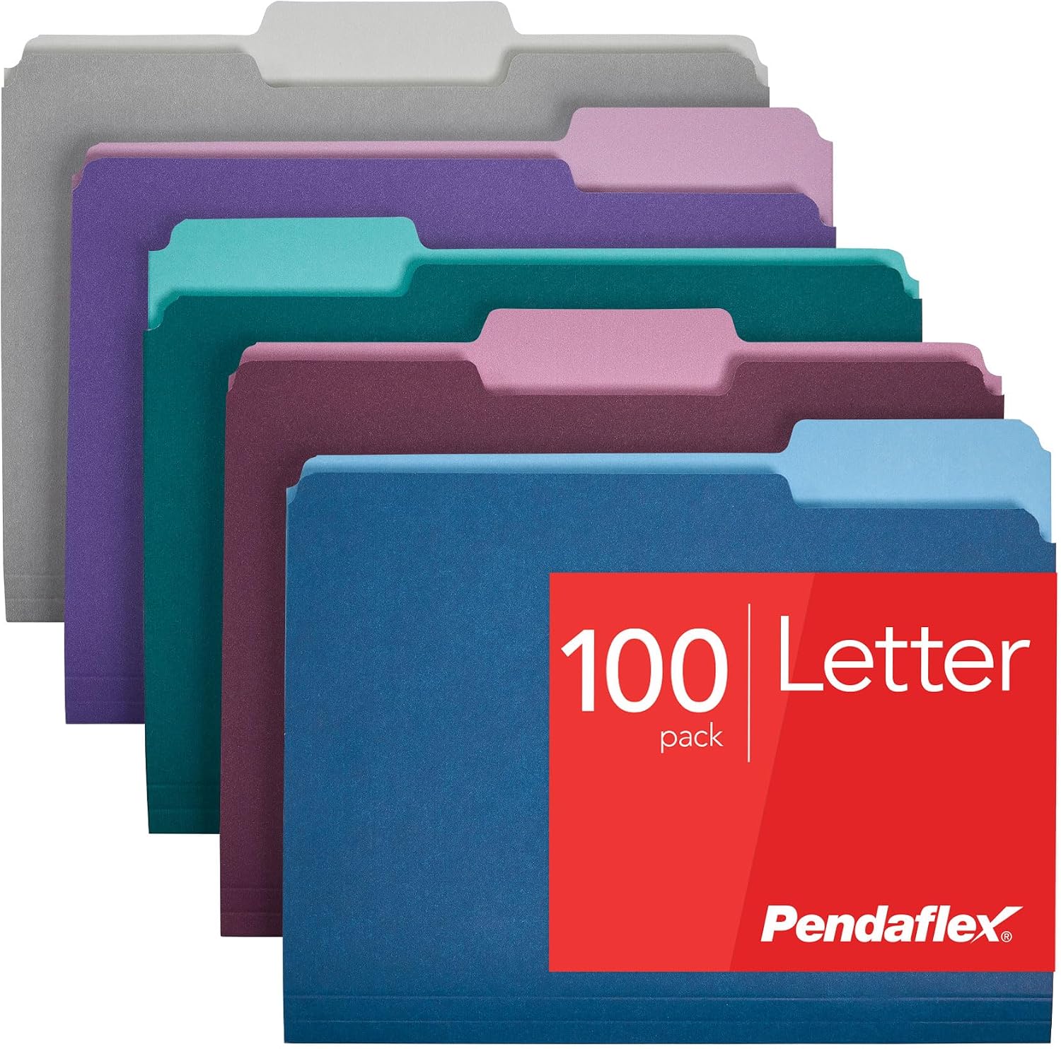Pendaflex İki Tonlu Renkli Dosya Klasörleri, A4 Boy, Karışık Renkler, 100'lü Paket