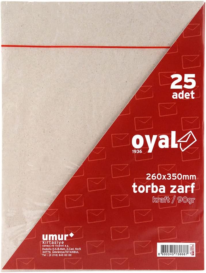 Torba Zarf f26X35Kraft, 90 gr, Silikonlu, 25'li