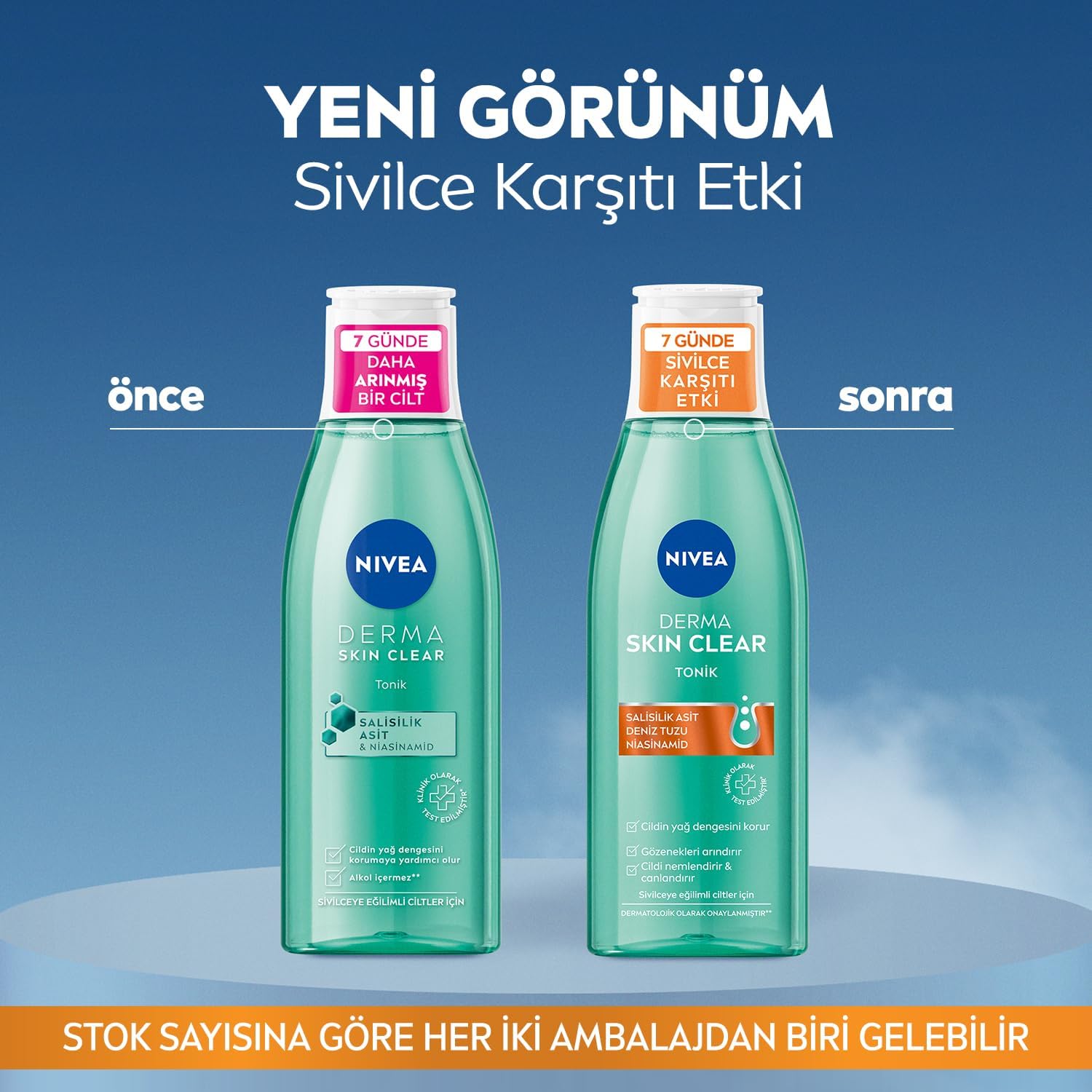 Derma Skin Clear Sivilce Karşıtı Tonik 200ml,Gözenek Arındırıcı,Cildin Yağ Dengesini Korur,Nemlendirir,Salisilik Asit (BHA) Deniz Tuzu, Niasinamid,Sivilceye Eğilimli Ciltler