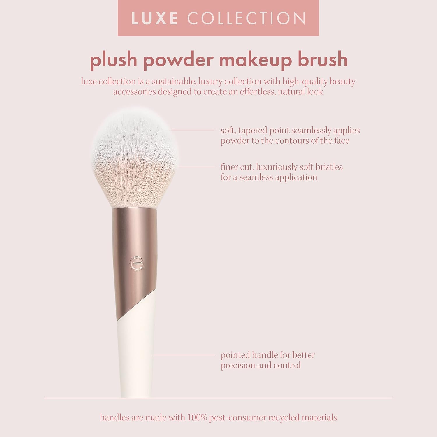 Allık ve Bronzlaştırıcı için Luxe Peluş Pudra Makyaj Fırçası, Pudra Makyajıyla En İyi Çalışır, Lüks ve Göz Alıcı Çevre Dostu Premium Makyaj Fırçası, Sentetik Kıllar, Pembe, 1 Adet