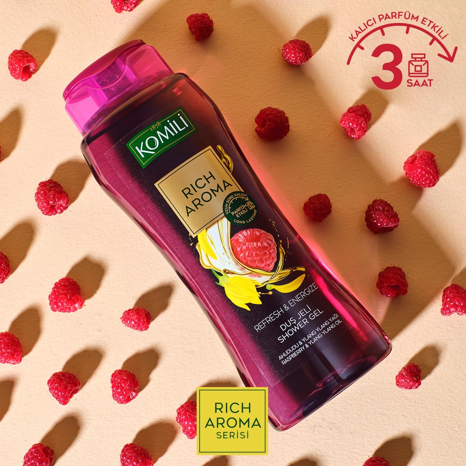 Komili Rich Aroma Refresh&Energize Kalıcı Parfüm Etkili Duş Jeli 500ml, F3100219-002, Mor