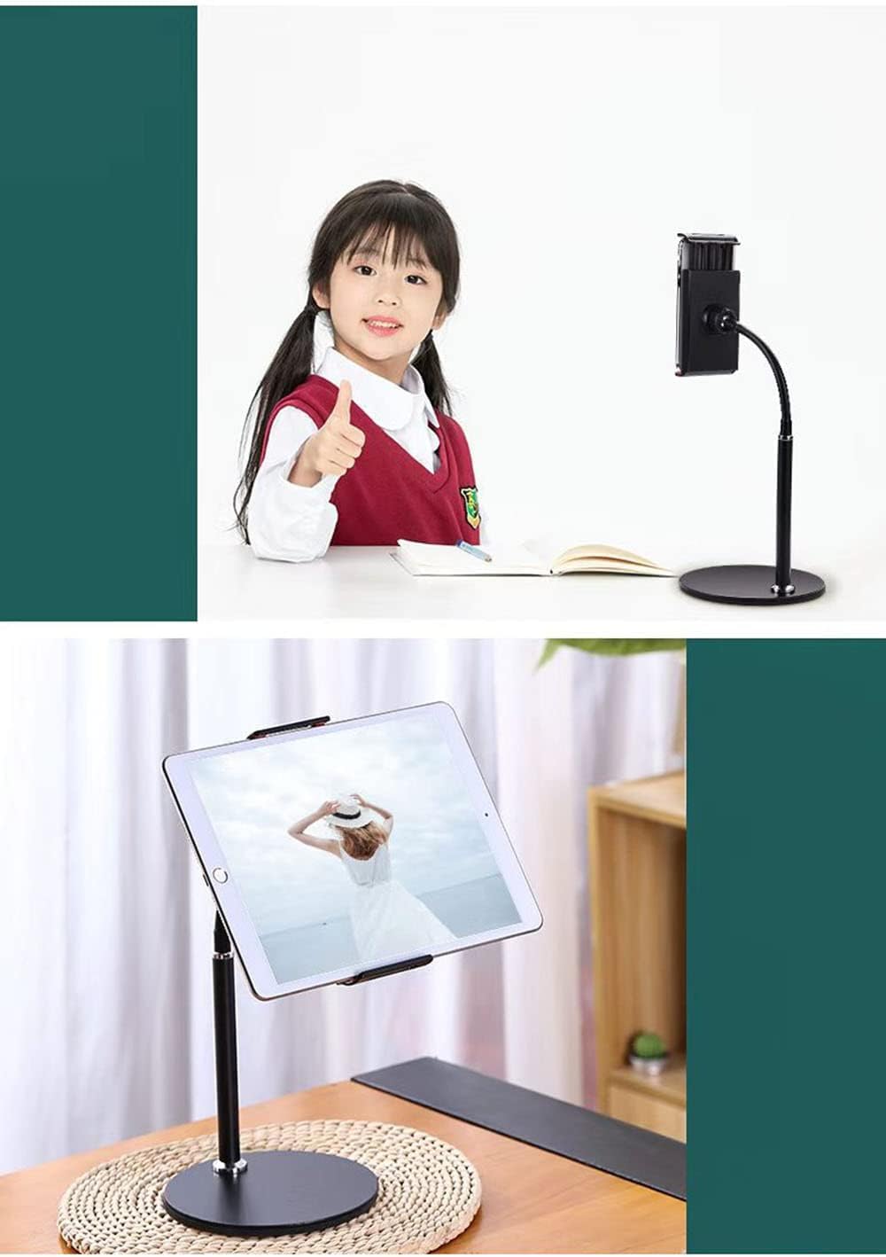 GA20 360 Ayarlı Metal Standlı Masa Üstü Metal Gövde Tablet Tutucu Telefon Standı Kaymaz Taban