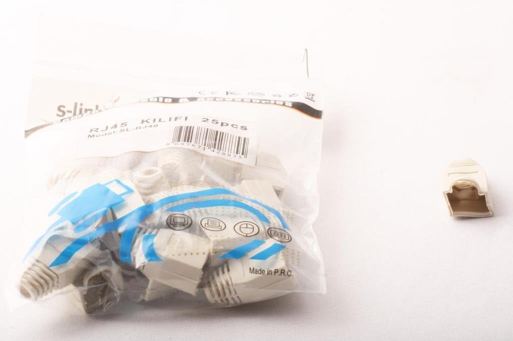 SL-RJ40 RJ45 25 Li Paket Beyaz Jack Kılıfı