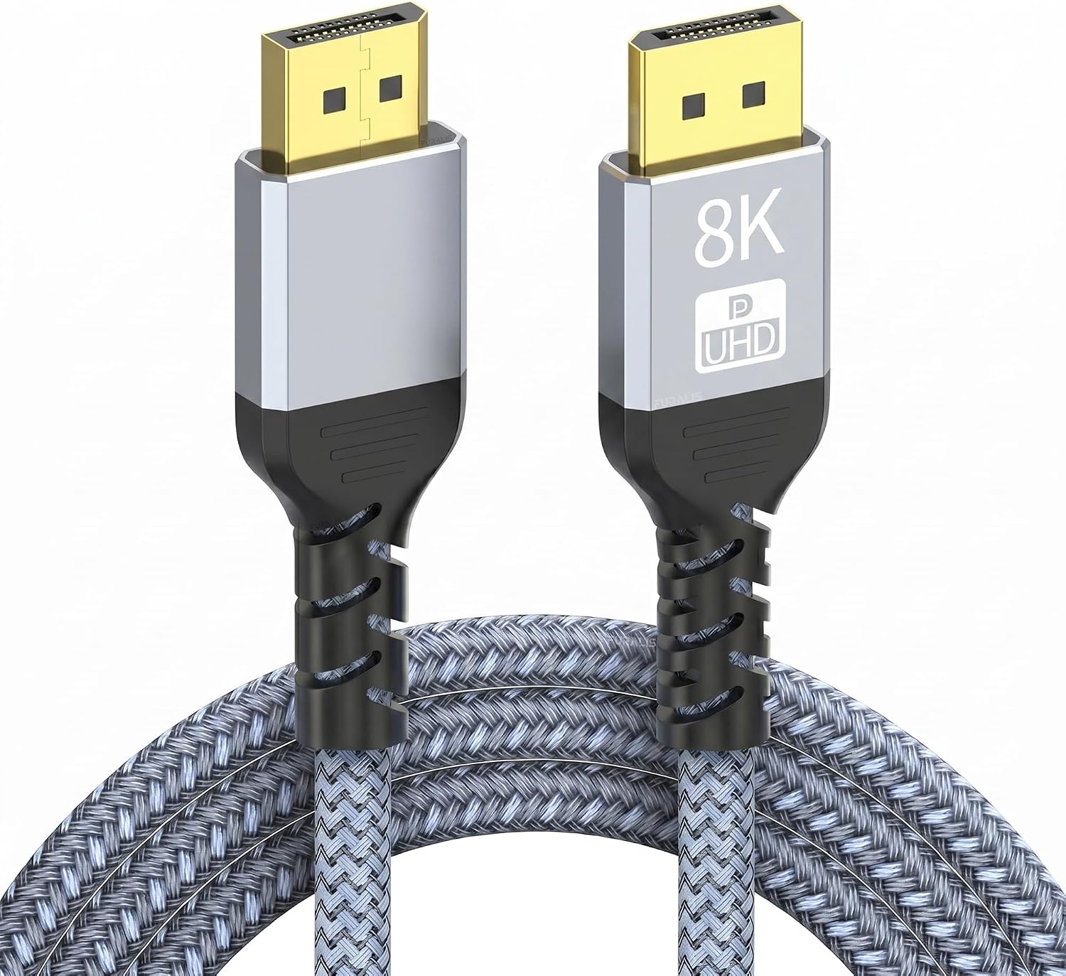 8K DisplayPort Kablosu DP 1.4 (1.5 METRE) - 8K 60Hz / 4K 144Hz / 2K 165Hz - HDR10, 3D, Ses+Görüntü - Alüminyum Gövdeli ve Örgülü Gaming Monitör Kablosu