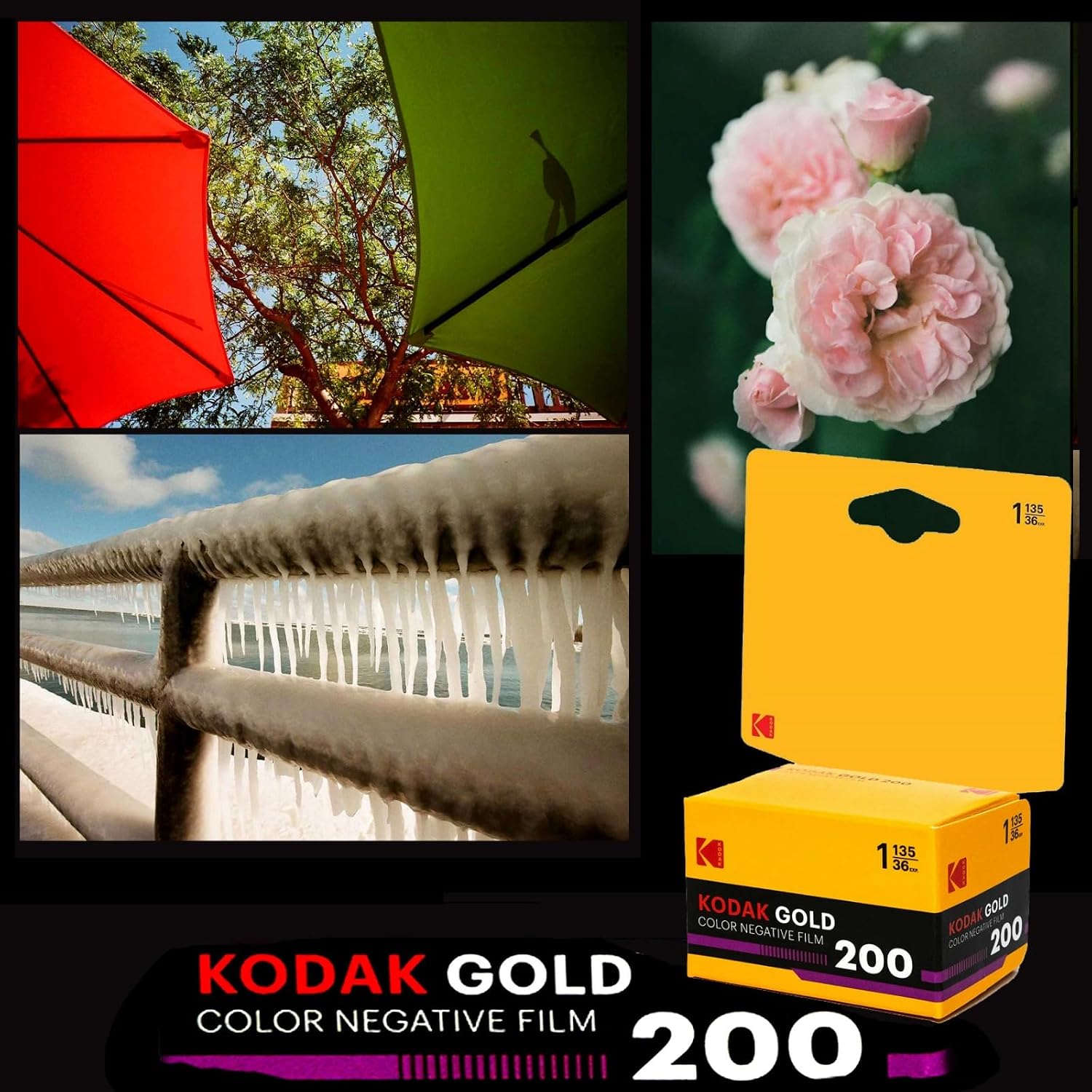 Kodak Gold200 Kart 35mm 36 Poz Renkli Negatif Analog Fotoğraf Filmi (135) ISO 200 Gün ışığı Retro 1980S