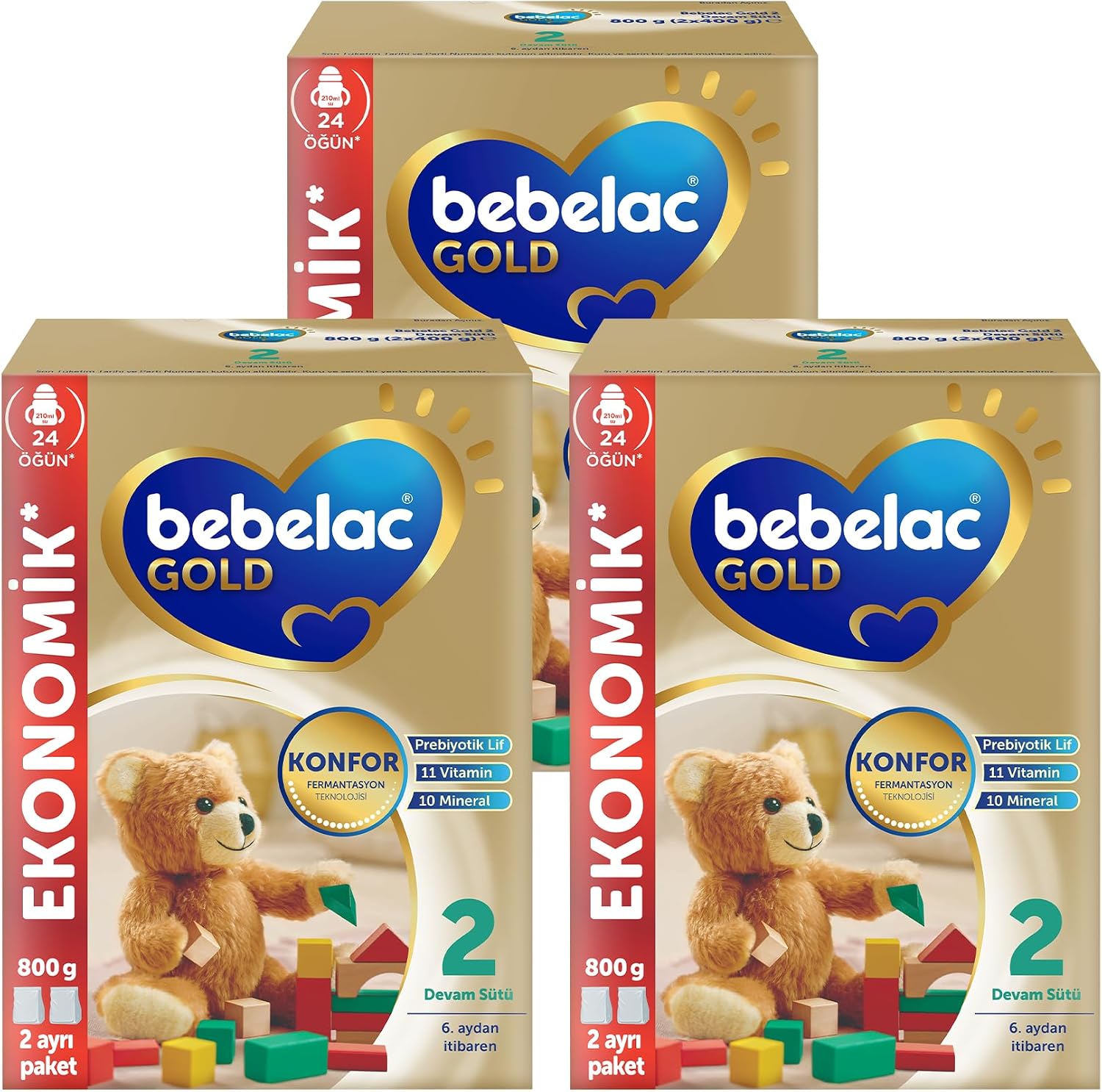 2 Devam Sütü, 6-12 Ay, (3 x 800 Gr)