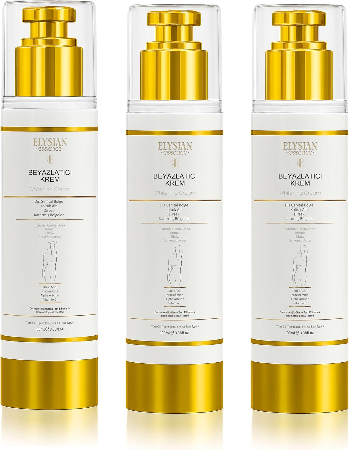 Cilt Beyazlatıcı | Kararma Giderici Krem 3'lü Set - Genital Bölge, Koltuk Altı, Bikini Bölgesi, Dirsek ve Vücut 100 ml