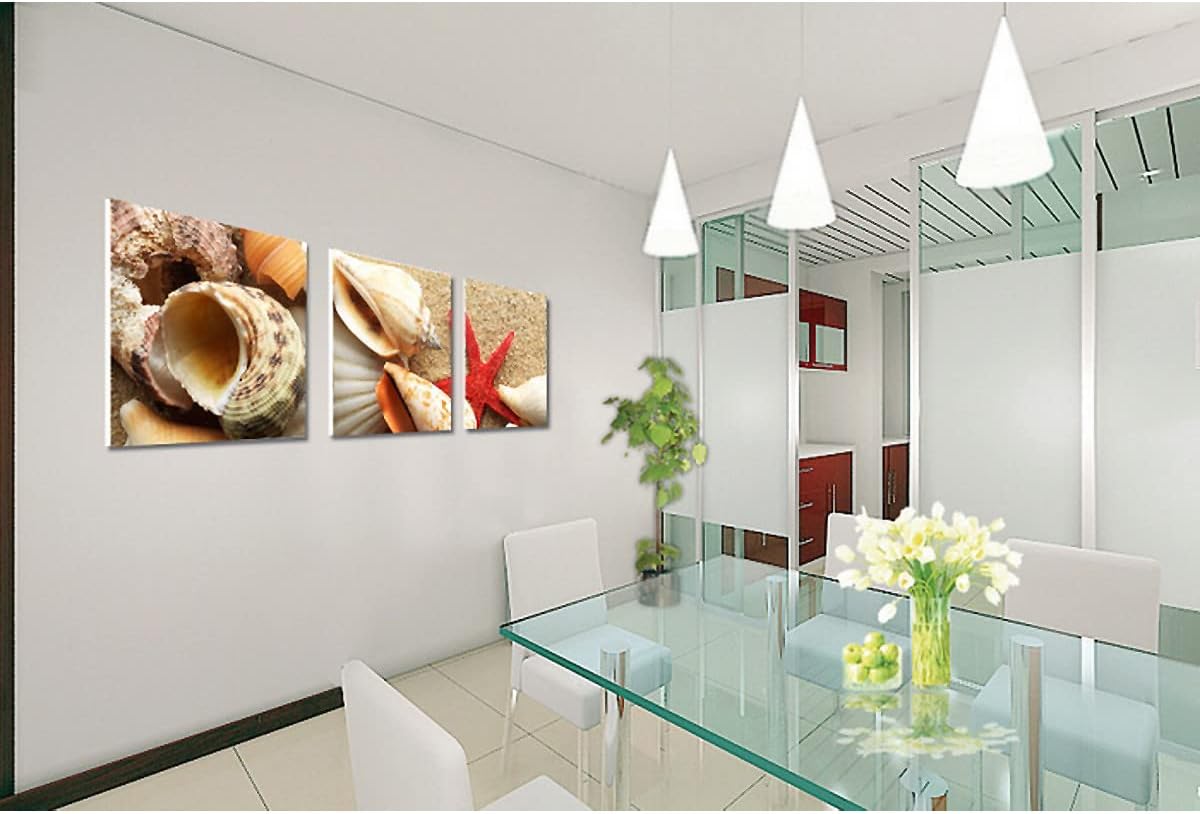 3lü Tablo, Talya Kanvas Tablo. Parçalı Deniz Kabuğu Dekoratif Duvar Panosu. Üçlü, Salon, Deniz, Gemi, Yelkenli, Atatürk Tabloları. Salon için ideal. Ebatları 40x40 cmlik. Toplam 120x40 cm