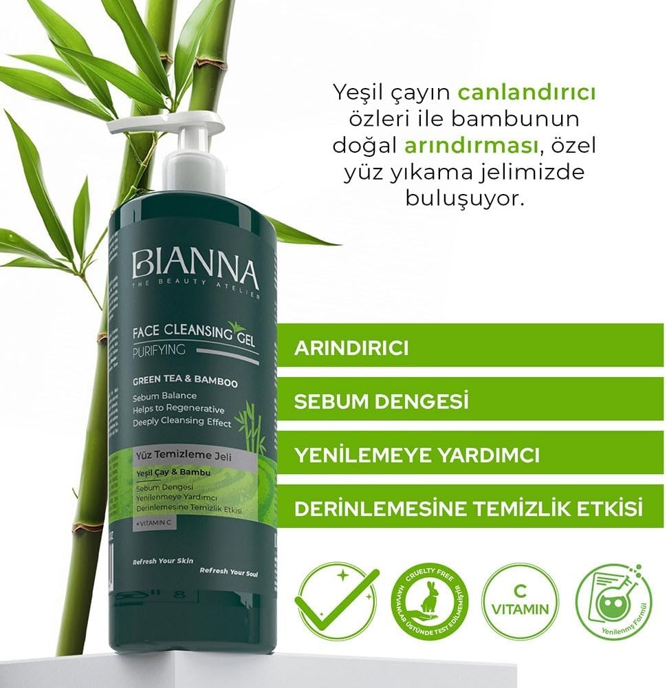 Yeşil Çay ve Bambu Özlü Yüz Temizleme Jeli 400 ml C Vitaminli