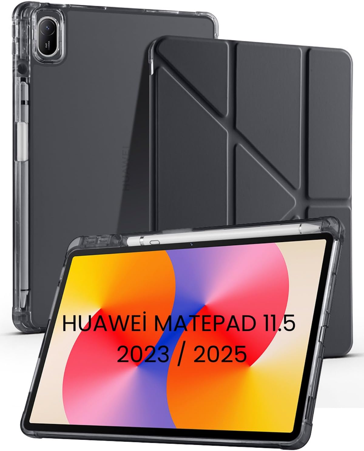 Huawei Matepad 11.5 2025/2023 ile Uyumlu Standlı Kalem Bölmeli Uyku Modlu Akıllı Tablet Kılıf Kapak
