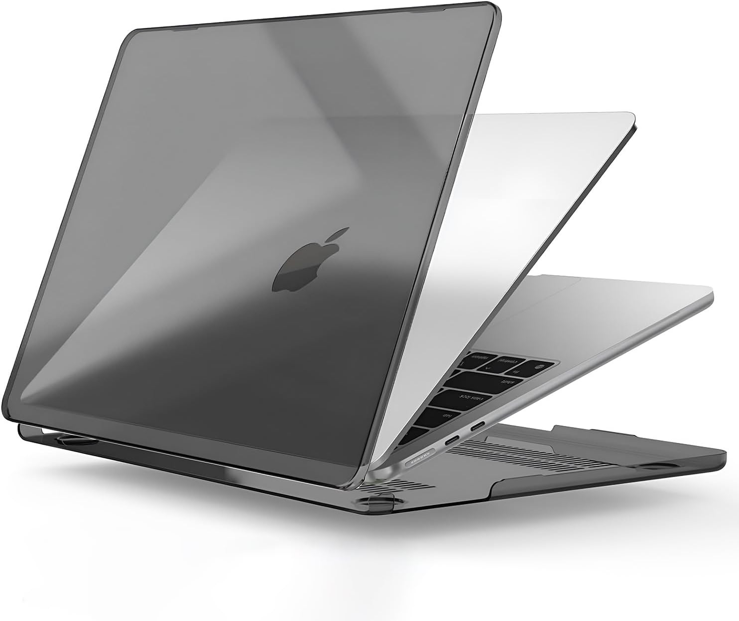 MacBook Air 15,3 ile Uyumlu M5 (A3448) M4 (A3241) M3 (A3114) M2 (A2941) Polikarbonat Sert Koruyucu Çizilme ve Darbe Önleyici Kılıf (Siyah Şeffaf, 15 inç 2023-2026)