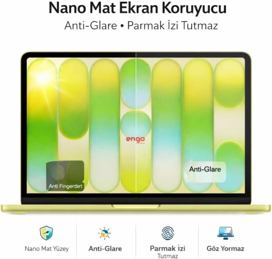 Apple Macbook Neo A3404 13 İnç İle Uyumlu Mat Ekran Koruyucu Notebook, Yansıma Ve Parlama Önleyici Parmak İzi Bırakmayan Laptop Koruma, 9h Temperli Kırılmaz Esnek Nano Cam