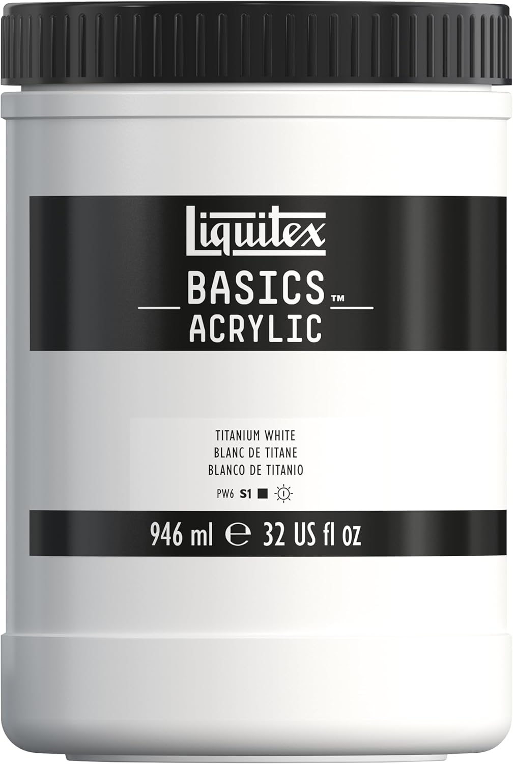 4332432 Basics – Akrilik boya, monopigmente sanatçı pigmentleri, solmaz, orta viskozite, aşif kalitesi, ipek parlaklığında kaplama, 946 ml tencere, titanyum beyazı