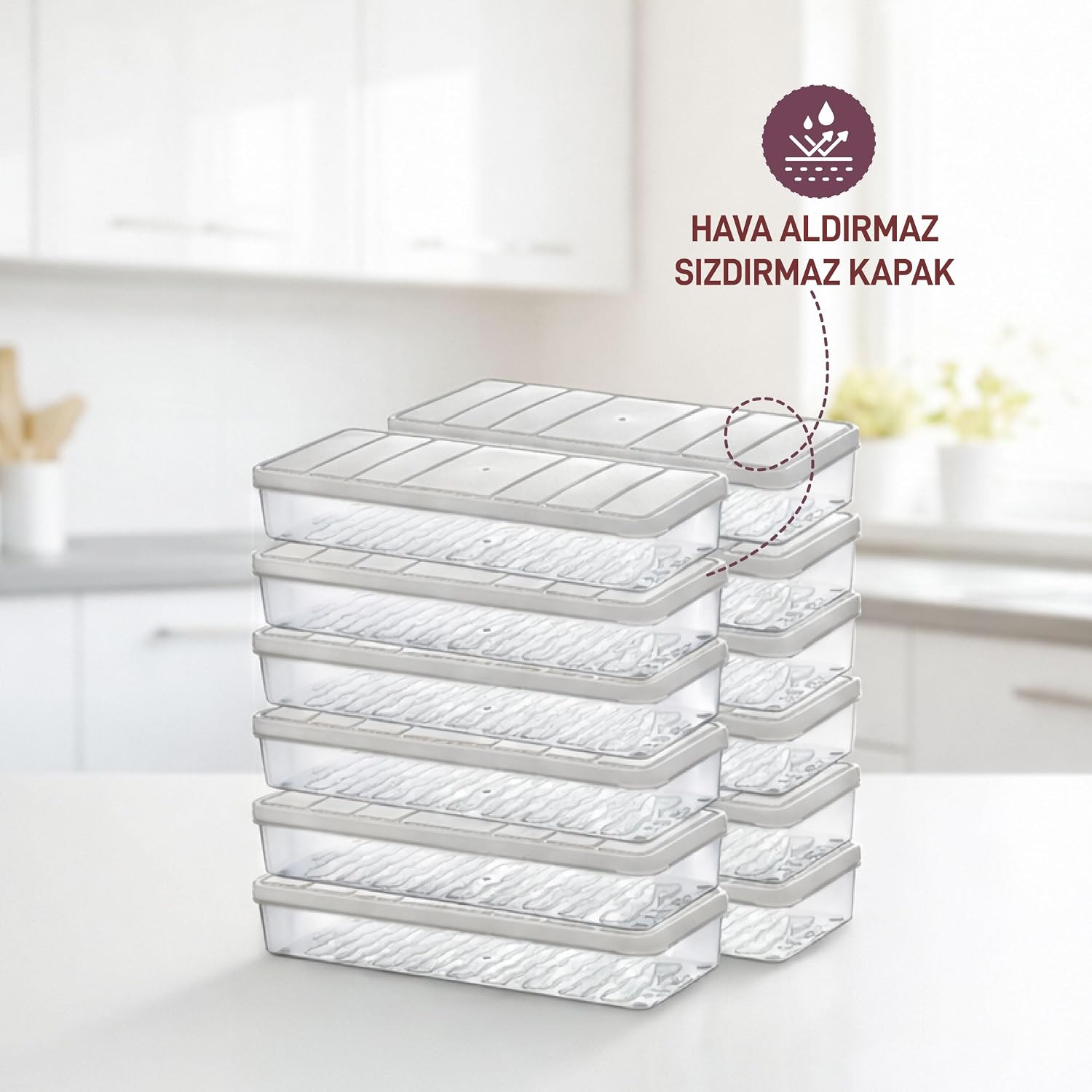 Nora 12'li 1.2 Litre Küçük Boy Açık Gri Saklama Kabı