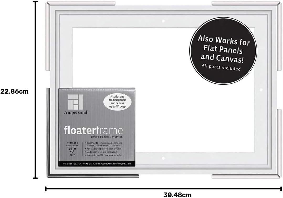 Ampersand Ahşap Paneller için Floaterframe 17,72 cm Derinlik, İnce, 22,88 x 30,48 cm, Beyaz (FTHIN780912W)