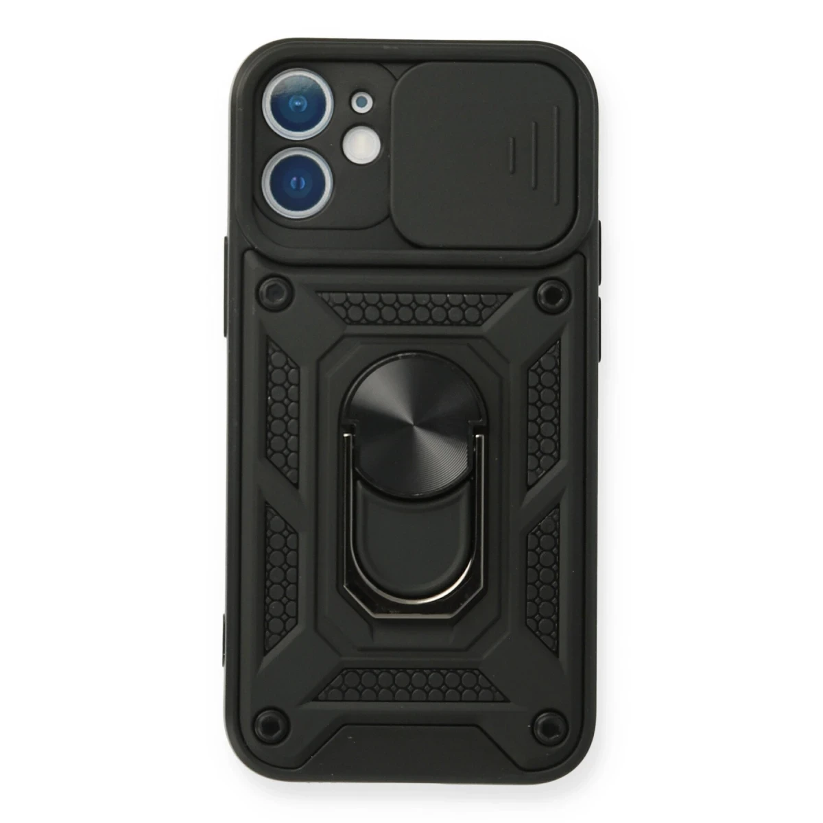 Apple iPhone 11 Kılıf Pars Lens Yüzüklü Silikon - Siyah