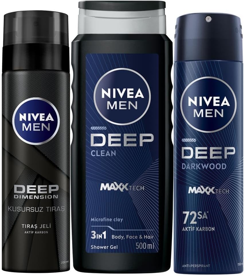 MEN Erkek Damat Çeyiz Bohça Seti, Banyo ve Duş Jeli 500ml, Tıraş Jeli 200ml, Sprey Deodorant 150ml