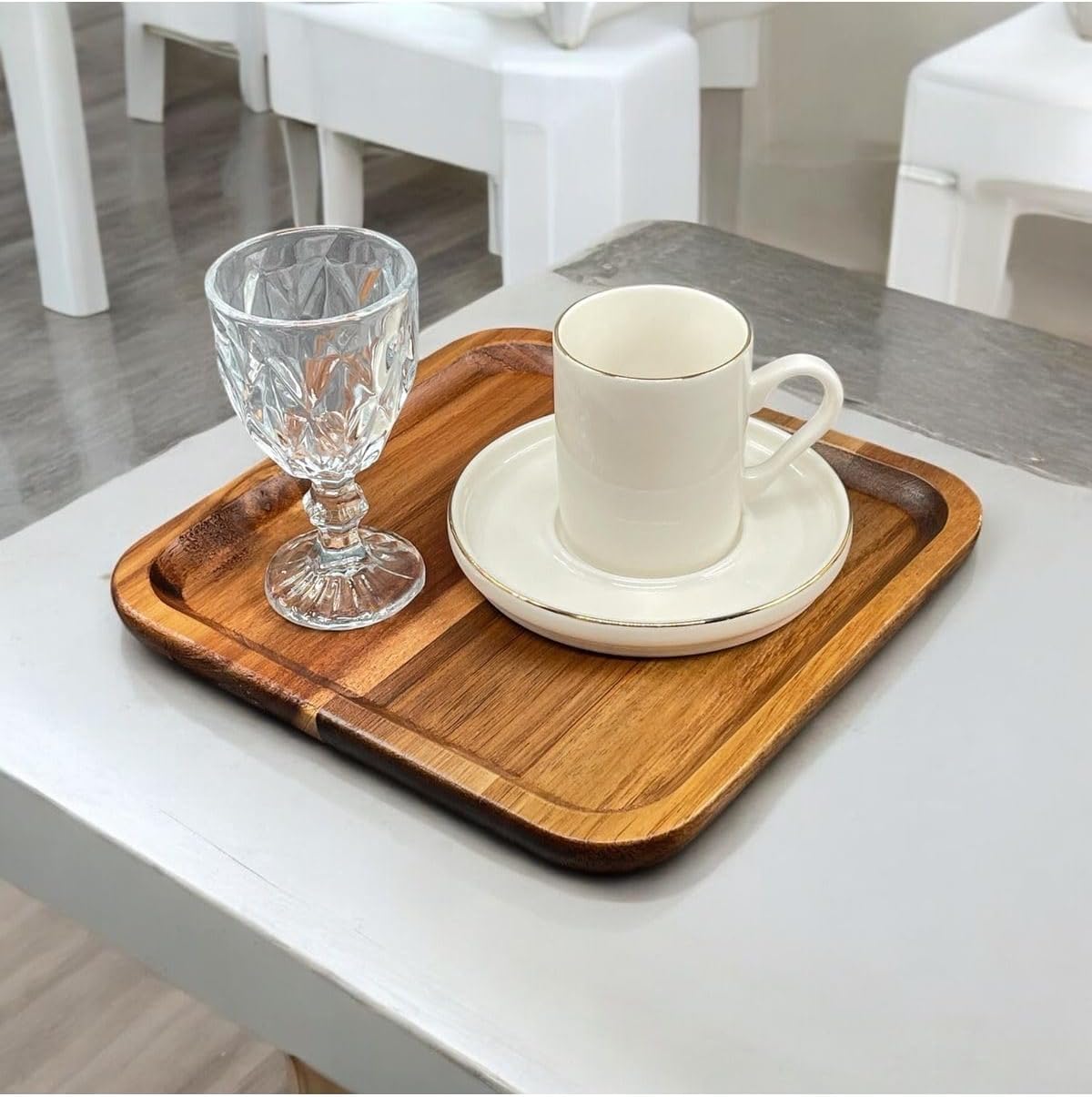 Akasya Kare Sunum Servis Tabağı Tabak 20cm
