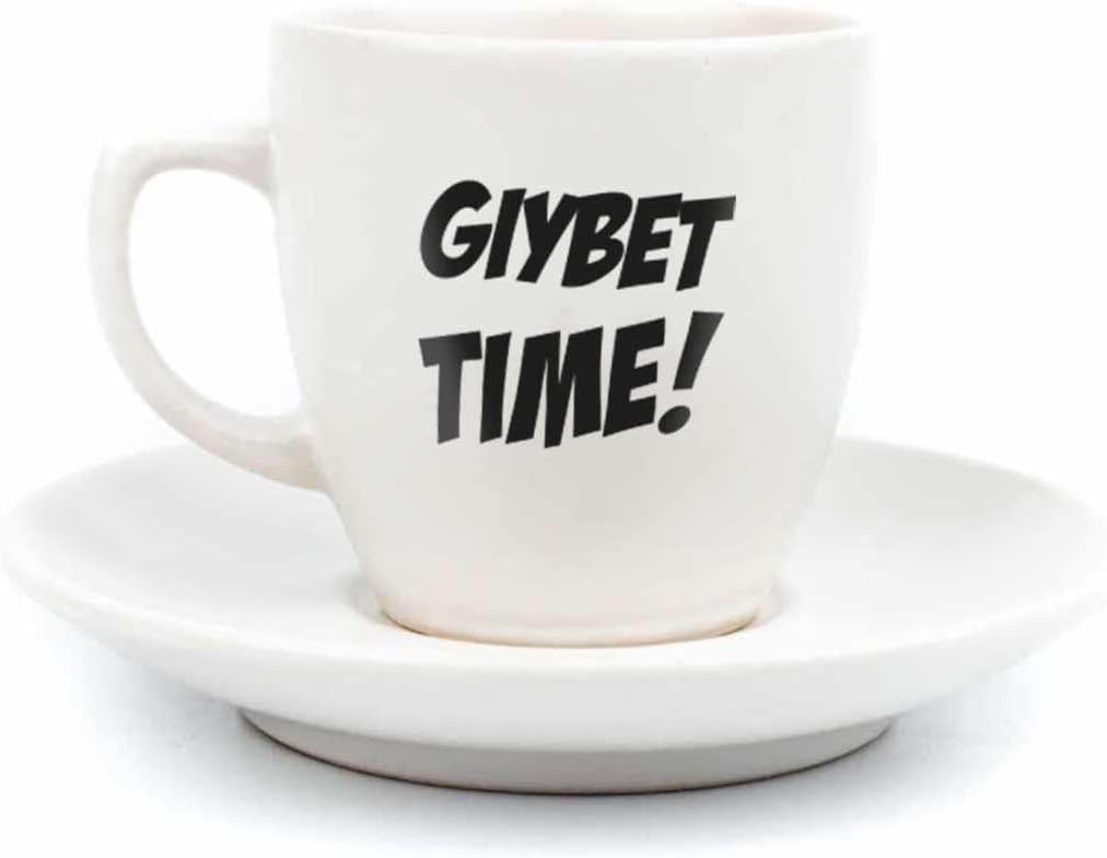 Gıybet Time! Krem Türk Kahvesi Fincanı - Hediye Seramik Türk Kahvesi Fincanı