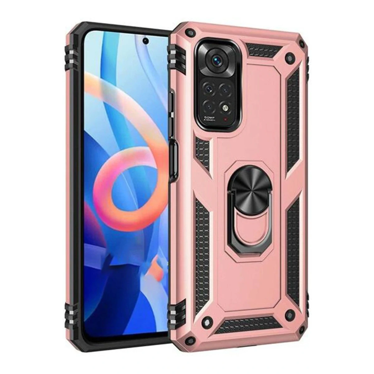 Xiaomi Redmi Note 12S Kılıf Sofya Yüzüklü Silikon Kapak - Rose