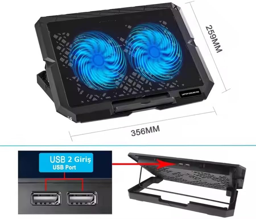 HDX4253 Notebook Soğutucu Ledli Çift Fanlı Telefon Standlı