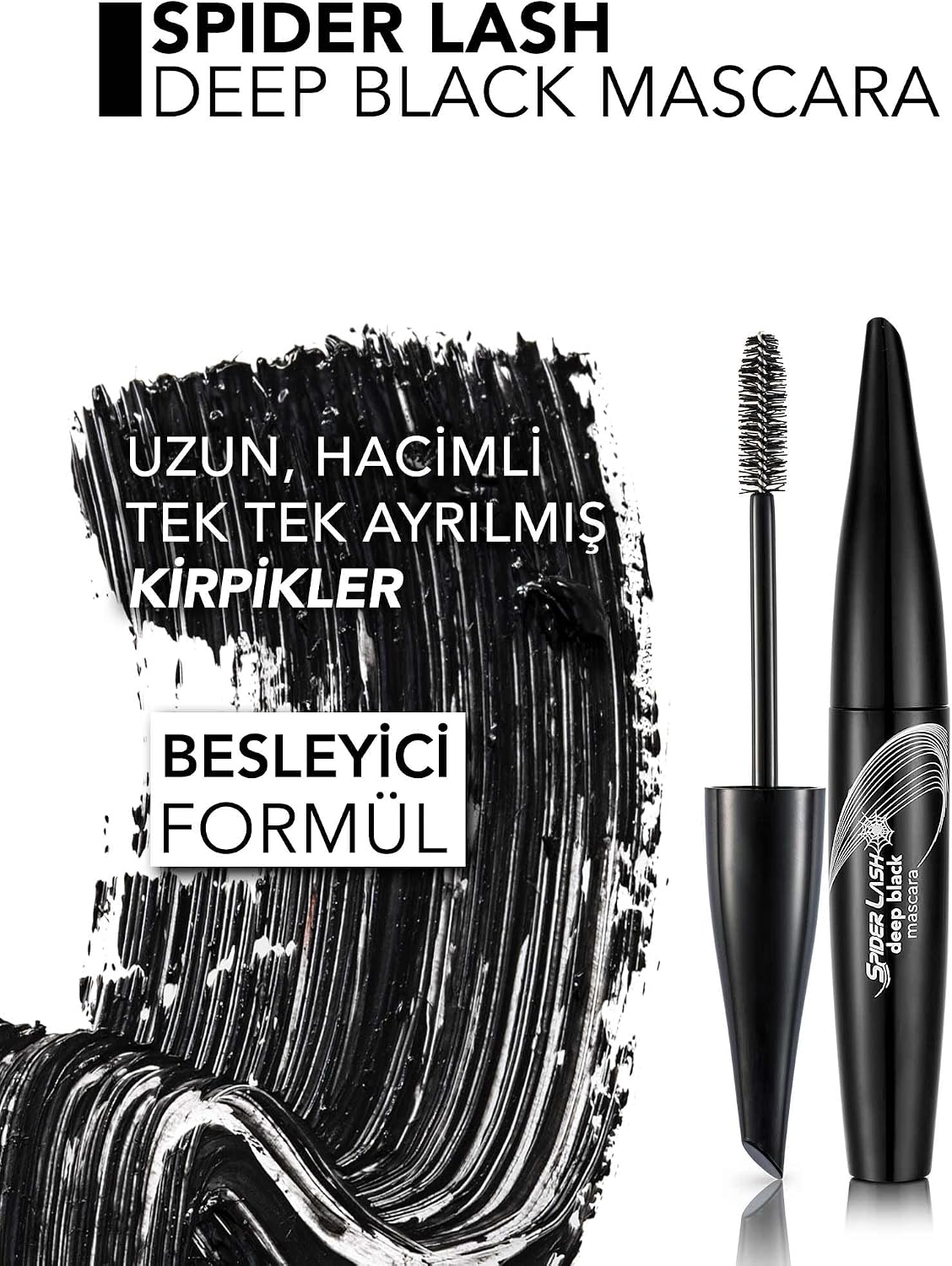 Hacim Veren Maskara (SİYAH) - Spider Lash Mascara - 001 Deep Black - 8690604110643