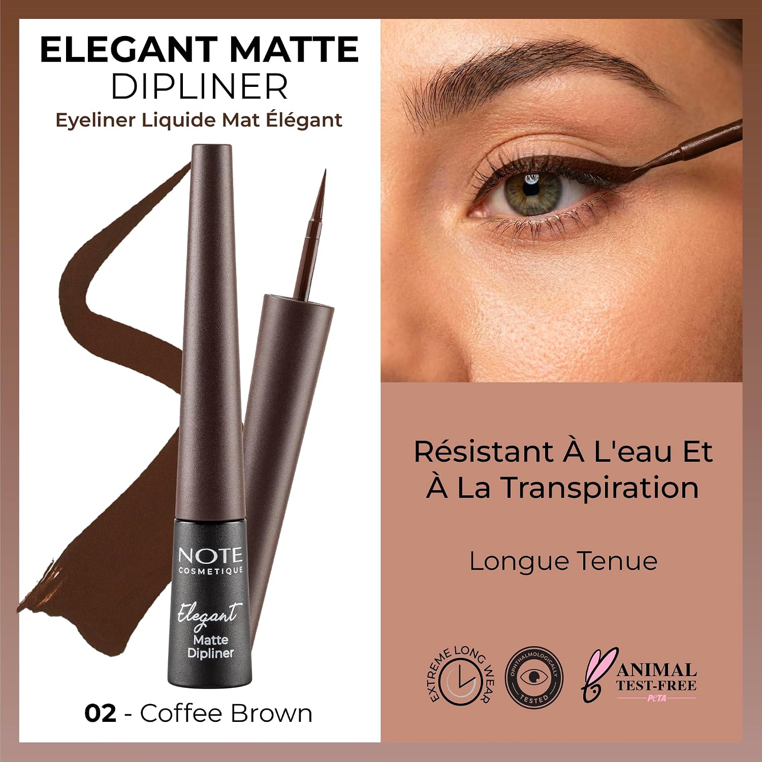Cosmetics Elegant Matte Dipliner Waterproof Kahverengi, 02 Coffee Brown