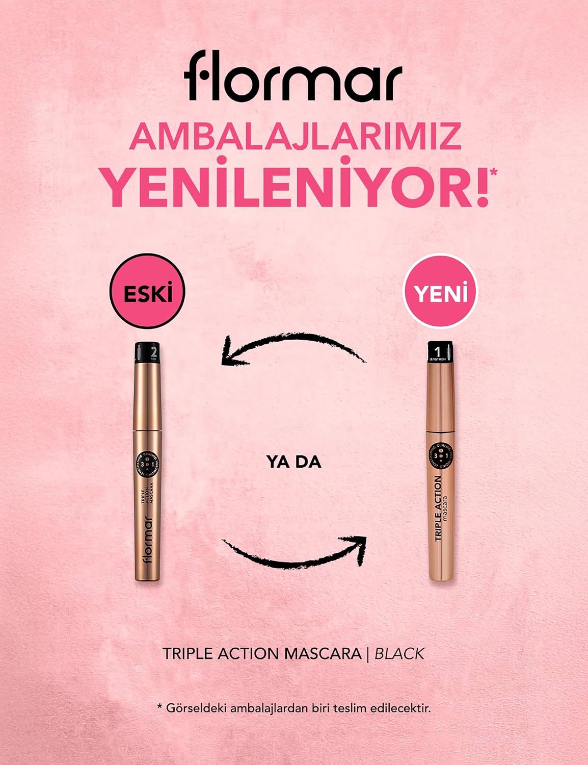 3 Kademeli Ayarlanabilir Maskara (SİYAH) - Triple Action Mascara - 001-8690604275588