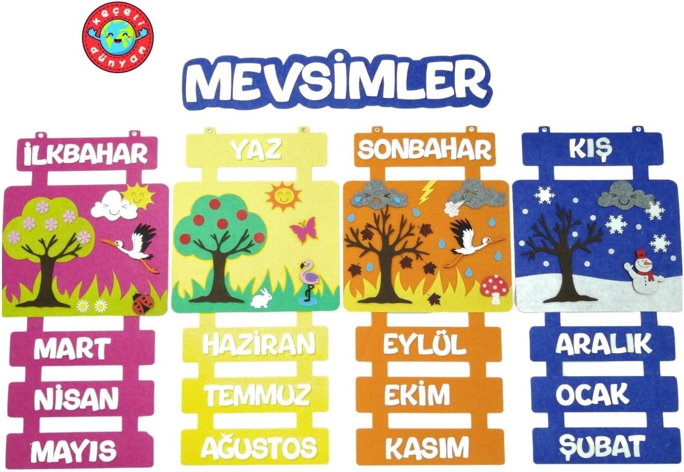 Mevsim Şeridi Kare Zeminli (Keçe Eğitim Materyali)