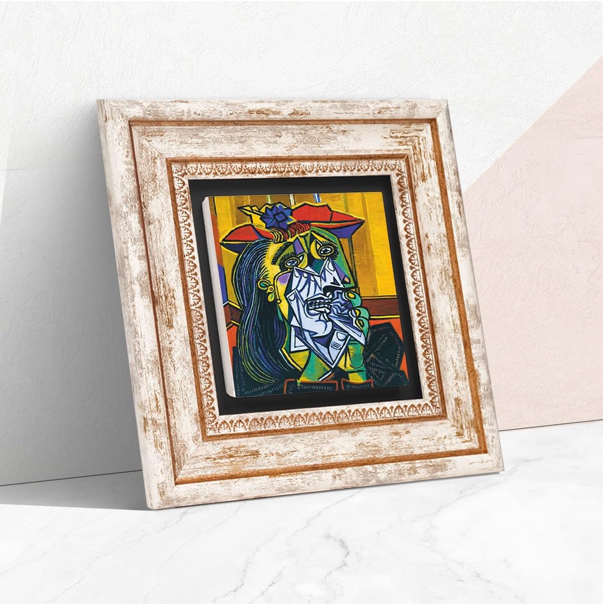 Picasso Ağlayan Kadın Taş Duvar Tablosu - Çerçeveli Taş Tablo - Dekoratif Duvar Sanatı - Modern Ev ve Ofis Duvar Dekoru K1-304