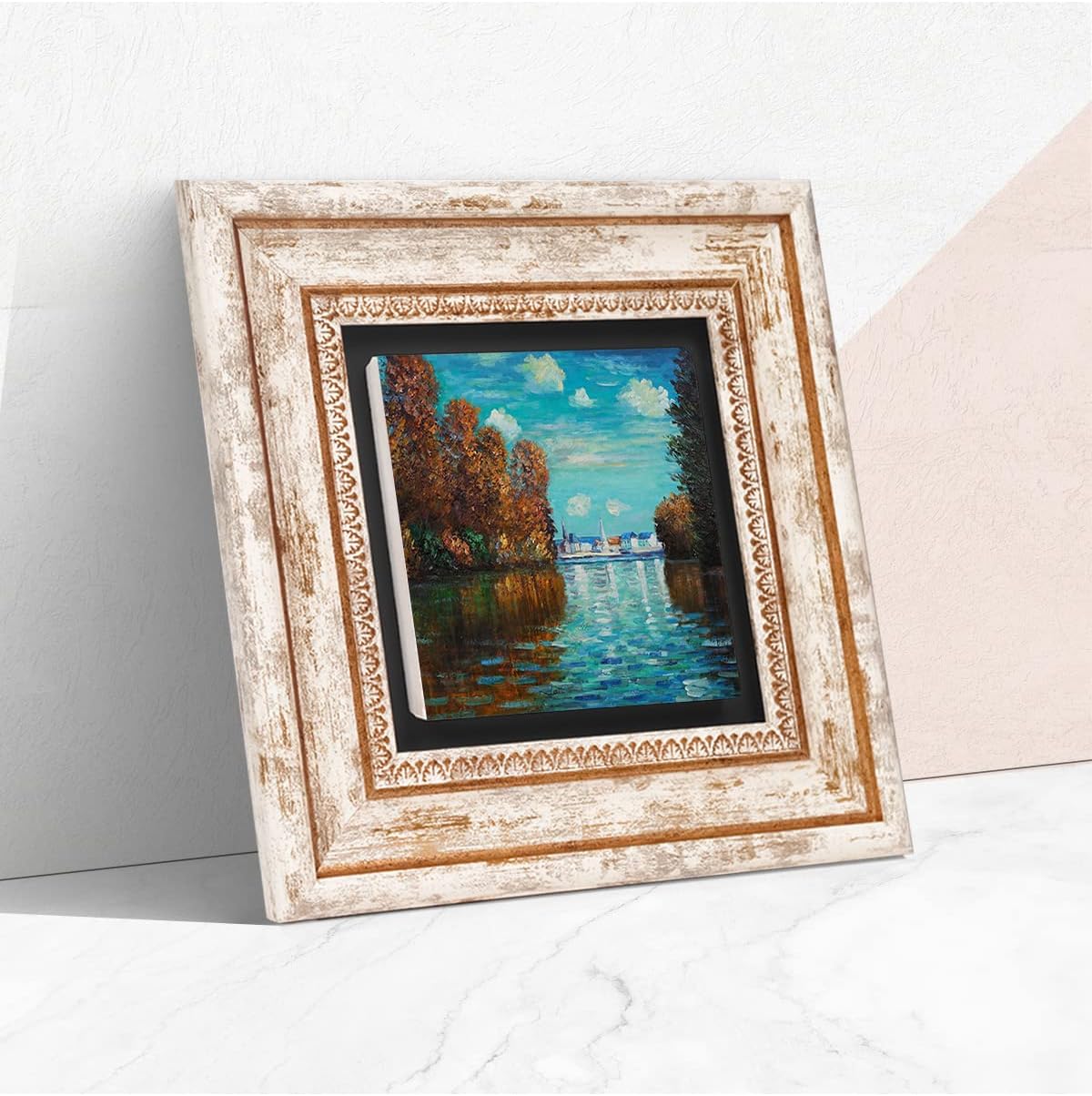Claude Monet Sonbahar Taş Duvar Tablosu - Çerçeveli Taş Tablo - Dekoratif Duvar Sanatı - Modern Ev ve Ofis Duvar Dekoru T1-254
