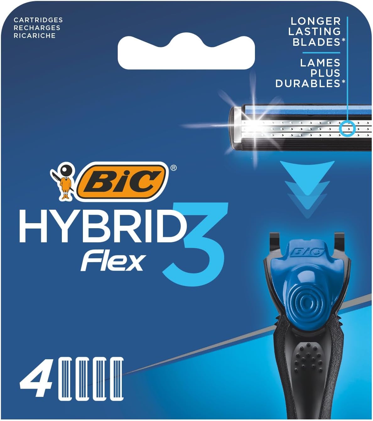 Hybrid 3 Flex 4'lü Yedek Tıraş Bıçağı Kartuşu, 3 Nano Teknolojik Titanyum Bıçak, E Vitaminli Geniş Kayganlaştırıcı Band