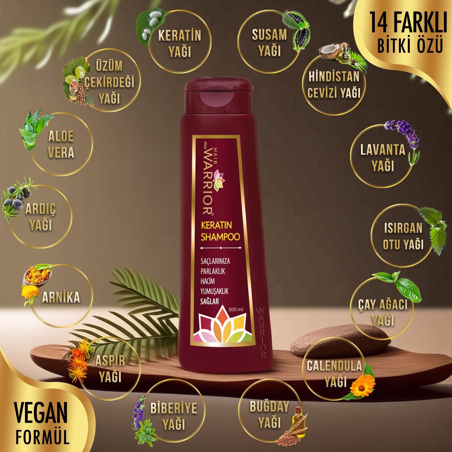 Keratin Şampuan Kuru ve Aşırı Yıpranmış Saçlar için Keratinli Saç Bakım Bitkisel E Vitaminli Şampuanı Saç Tedavi Bakımı Ürünleri 300 ML