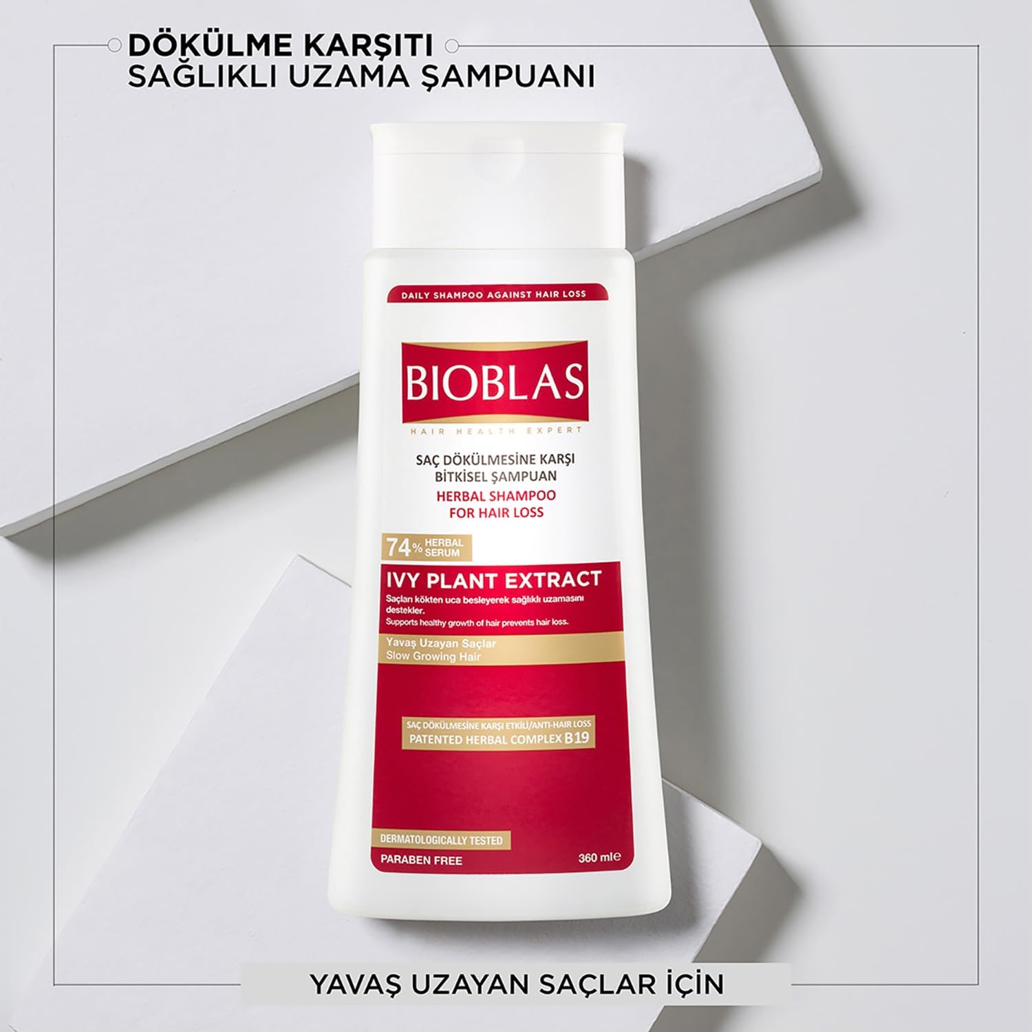 Sarmaşık Özlü Saç Dökülmesine Karşı Bitkisel Şampuan – Phytosterol & Bitkisel Kompleks B19, Sağlıklı Uzama Destekli, 360 ml