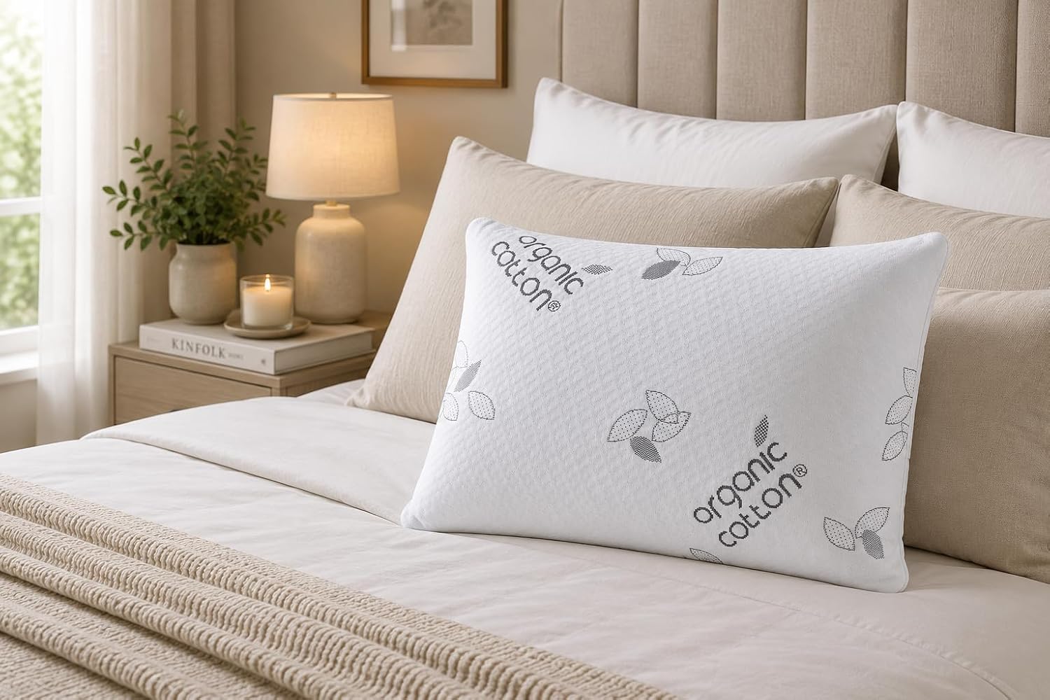 CottonPure™ Organik Pamuk Ortopedik Visco Yastık 60x40x13 cm Hassas Ciltler İçin