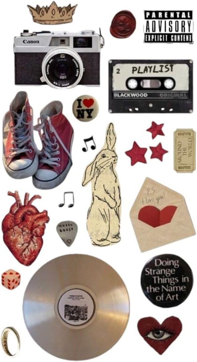 Vintage Playlist Temalı Sticker Bullet Journal Scrapbook Ajanda Laptop Defter Telefon Kask Etiketi